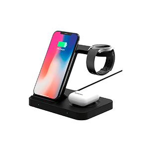 Base de carga inalámbrica 3 En 1 para iphone y android color negro