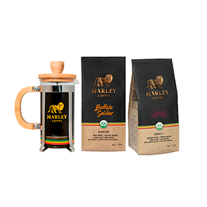 Pack prensa francesa con cafés molidos Buffalo Soldier y One Love