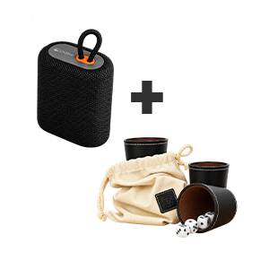 Set juego cachos eco cuero y parlante bluetooth