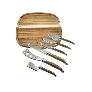 Set Cuchillos Aperitivos 6 piezas y plato de madera  Wayu
